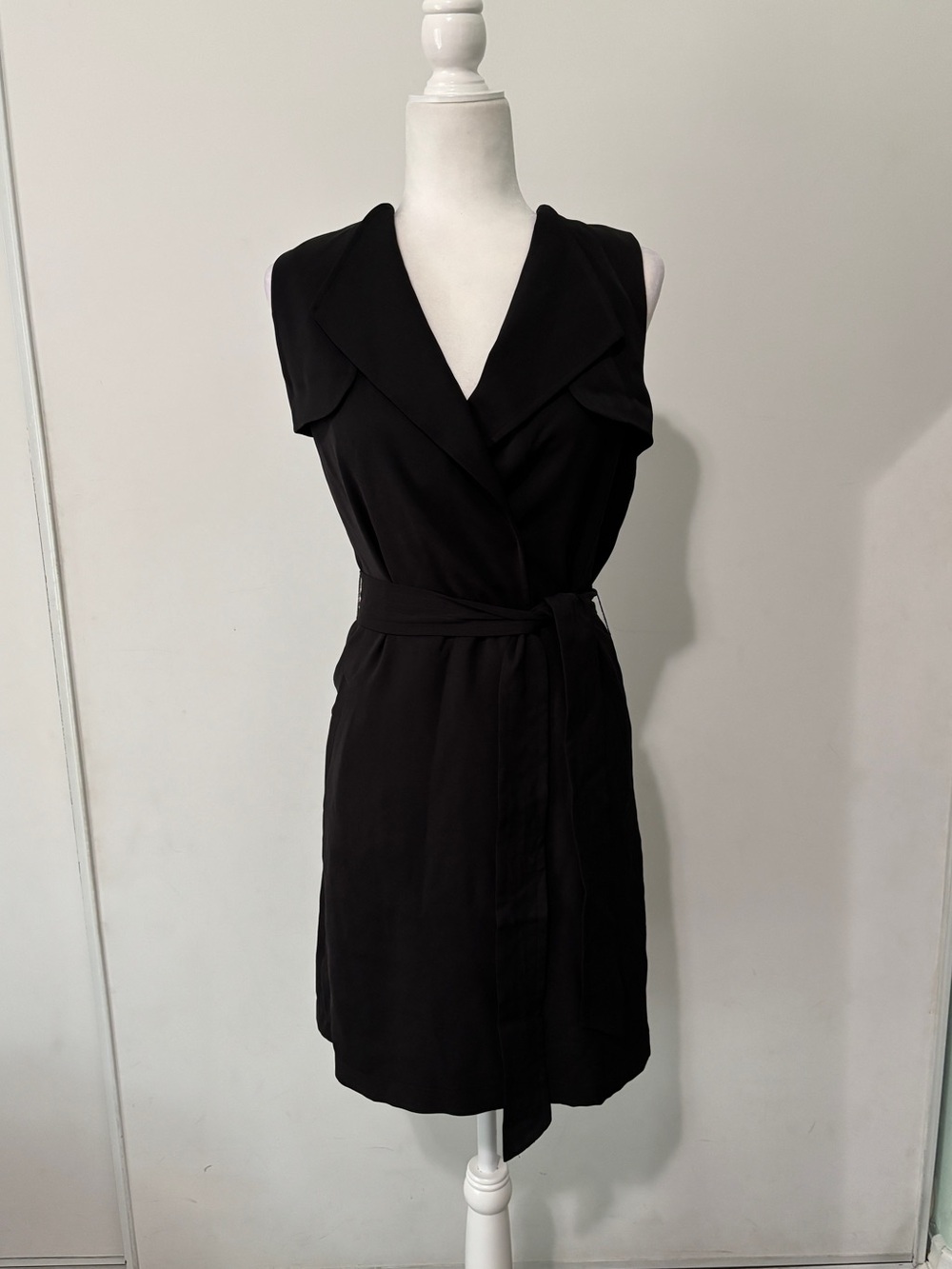 Guess Black Sleeveless Wrap Dress with Self-Tie Belt